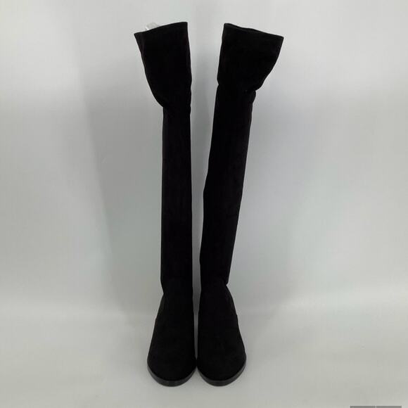Steve Madden Size 8 M Black Georgette Over The Knee Boots Block Heels P1-25 - Picture 2 of 9
